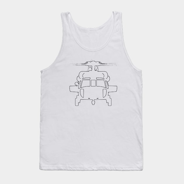 Black Hawk helicopter outline graphic (black) Tank Top by soitwouldseem